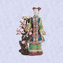 Chinese Woman statue Maiden by blossoms sculpture New