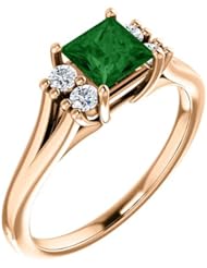 18K Rose Gold 5.00x5.00mm Princess Cut Chrome Tourmaline and Diamond Ring -- LIFETIME WARRANTY