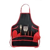 Barbecue Apron Tote W/Hat - Black/Red