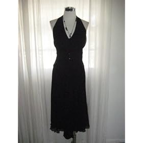 Anne Klein Black Silk Chiffon VNeck Dress 2