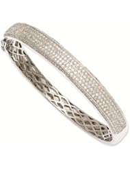 Sterling Silver & CZ Cubic Zirconia Brilliant Embers Hinged Bangle Bracelet