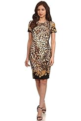 Plus Size Shift Leopard Print Scoop Neck  Dress