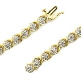 10k Gold Overlay Sterling Silver 1/10 cttw Diamond X Bracelet 412s6S14WlL. SL160 10k Gold Overlay Sterling Silver 1/10 cttw Diamond X Bracelet