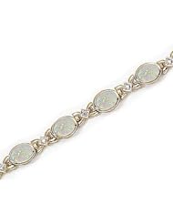 14kt Yellow Gold Oval Opal and Diamond Bracelet