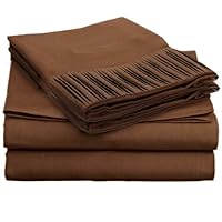 Clara Clark Bed Sheet Set - 1600 Regal Series Pleated Design - Full Size, Chocolate Brown,