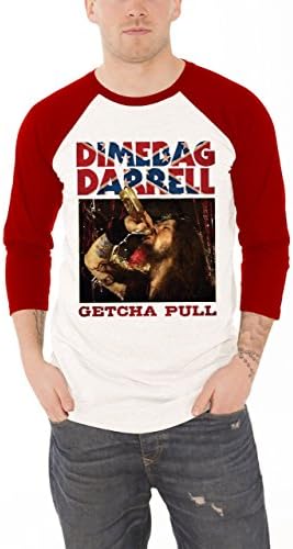 Dimebag darrell getcha pull Official Mens New White raglan sleeve Baseball Shirt