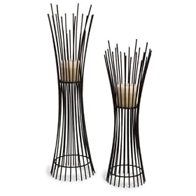 Set of 2 Captivating Contemporary Pillar Candle Holders by CC Home Furnishings