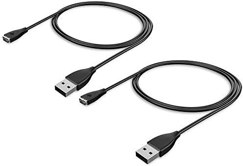 Teswell [2-Pack] 3.3 Feet Replacement USB Charger Charging Cable for Fitbit Charge HR Band Wristband Wireless Sports Activity Bracelet - Black