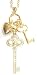 Designer Inspired Gold Puff Love Engraved Heart with Keys Multi Charm Necklace - Gold Plated