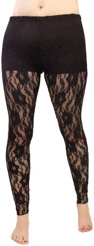 Stretch Lace Leggings with attached inner booty shorts--Black XL Adult