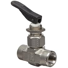 Parker VQ Series Stainless Steel 316 Toggle Valve, Inline, Toggle Handle, PTFE Stem, NPT Female