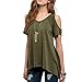 Mikey Store Sexy Women V-Neck Off Shoulder Solid Stretch T-Shirt Tops