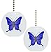 Set of 2 Blue Butterfly Solid CERAMIC Fan Pulls