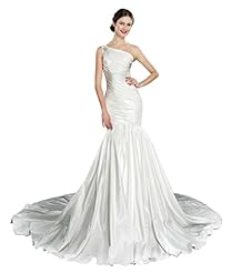 One Shoulder Acrylic/Taffeta Mermaid Lace-Up Belted  Dress