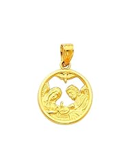 14K Yellow Gold Religious Baptism Charm Pendant