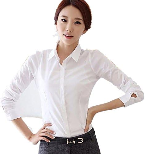 Women's long sleeve white button down shirts female dress shirts slim blouses 2016040801-25-US M(12)TAG XXL