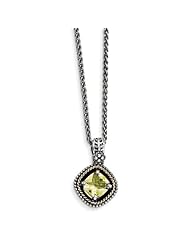 SS 14k Yellow Gold 1.90 Lemon Quartz 18in Vintage Style Necklace 1.9ct
