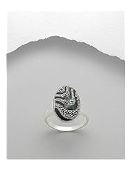 Green Colored Enamel Ring In 92.5 Sterling Silver