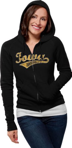 Iowa Hawkeyes Women's Distressed Tail Sweep Full Zip Hooded Sweatshirt