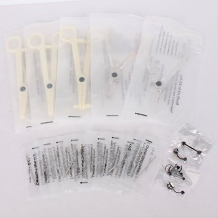 Professional Body Piercing Decoration Jewelry Kit Set Including Ball Tongue Eyebrow Labret Navel Belly Jewelry and Bady Piercing Needles