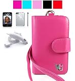3rd generation ipod touch car charger + ipod touch 3g 16GB 32GB carry case + screen protector kit + cloth (Ipod touch 3G, Wallet Magenta)