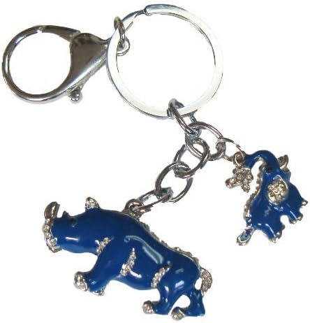 1 X Feng Shui Blue Rhinoceros and Elephant Keychain