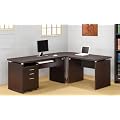 L-Shaped Computer Desk in Cappuccino Finish
