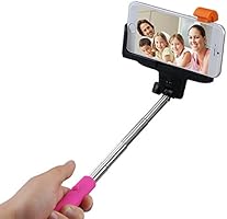 Mpow iSnap Pro 2-In-1 Self-portrait Monopod Extendable Selfie Stick with built-in Bluetooth Remote Shutter With Adjustable Grip Holder-Pink