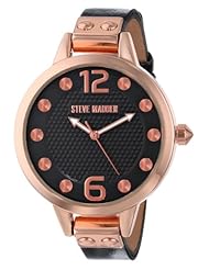 Steve Madden Womens SMW00024-02 Rose Gold Case and Black Strap Watch