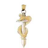 CleverEve's 14K Gold Pendant 3-D Two Tone Cobra Wrapped Around Sword 18.3 - Gram(s)