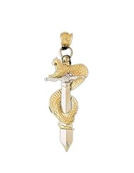 CleverEves 14K Gold Pendant 3-D Two Tone Cobra Wrapped Around Sword 18.3 - Gram(s)