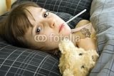 Wallmonkeys Peel and Stick Wall Decals - A Young Girl Lying in Bed with an Illness - 48