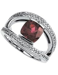 Ann Harrington Jewelry 14k White Gold 8 mm Genuine Rhodolite Garnet And 1/3 Ct Tw Diamond Ring