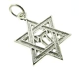 Sterling Silver 22 Snake Chain Necklace with Charm Star of David with Chai