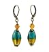 Earrings - E219 - Murano Style Glass - Oval ~ Teal and Topaz