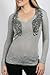 Affliction - Medallion Womens Long Sleeve V-Neck Shirt in Silver, Size: Small, Color: Silver