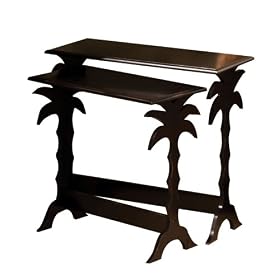 Cape Craftsman Palm Tree Nested Table Set, Black, Set of 2