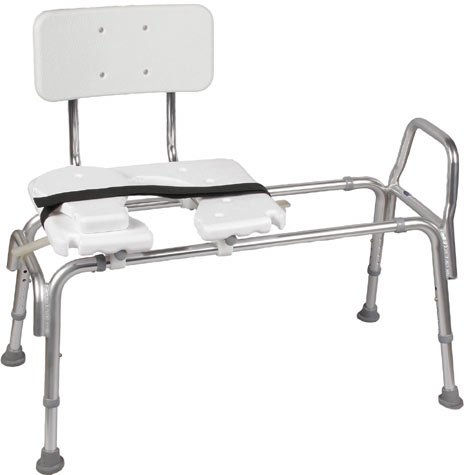 HEAVY DUTY SLIDING TRANSFER BENCH W/CUT-OUT SEAT
