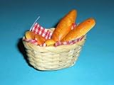 Bread in Basket Food Dolls House Furniture 1/12th Scale