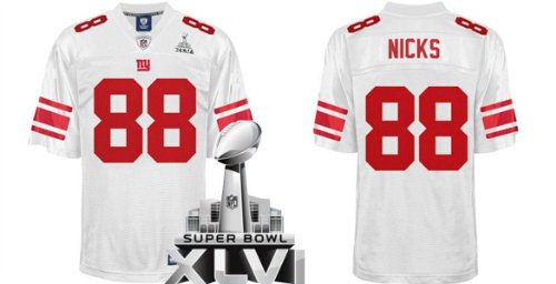 Super Bowl XLVI champions NFL Authentic Jerseys New York Giants Hakeem Nicks WHITE Jersey Size 50 (Ship By DHL)