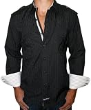 ENGLISH LAUNDRY European Cut Mens Long Sleeve Woven Button Front Dress Shirt Black