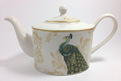222 Fifth Serene Peacock Fine China Teapot
