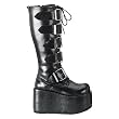 4 1/4 Inch MENS SIZING Gothic Knee High Boot Platform With Strap Black PU