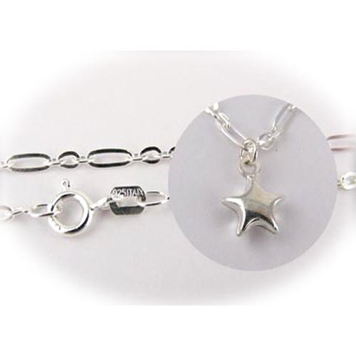 Sterling Silver Star Charm Bracelet Nickel Free Italy 7.5 Inch