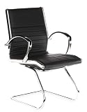 Buerostuhl24 660505 Konferenzstuhl / Freischwinger Parma V Echtleder, schwarz