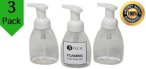 3 Pack Foaming Hand Soap Dispenser Pump Bottle 8.5oz Excellent For Refilling Dr. Bronner's Liquid Castile Soap Use Less Water Cleaner Hands 3 Pack Empty Bottles Great For Refills