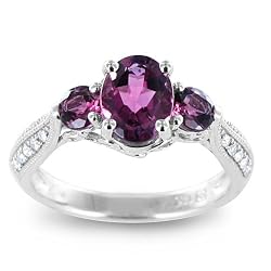 14k White Gold 3 Stone Natural Pink Tourmaline Diamond Ring (GH, SI, 1.85 cttw)