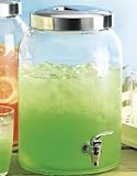 Clear Glass Cold Drink Dispenser Jug with Pouring Spigot