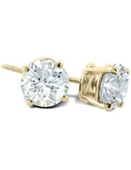 1 1/2ct Round Diamond Stud Earrings in 14k Yellow Gold