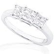 3/4ctw Three Stone Princess Diamond Engagement Ring (HI/I1-I2) in 14kt White Gold